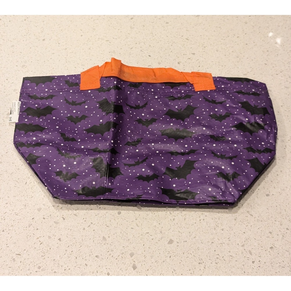 Ikea HÖSTAGILLE KUSTFYR Bag Purple,‎ Bats Pattern - 3 gallon - Halloween Tote